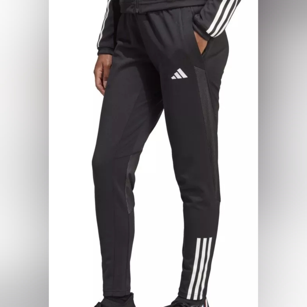 Adidas Black Track Pants with Tapered Fit